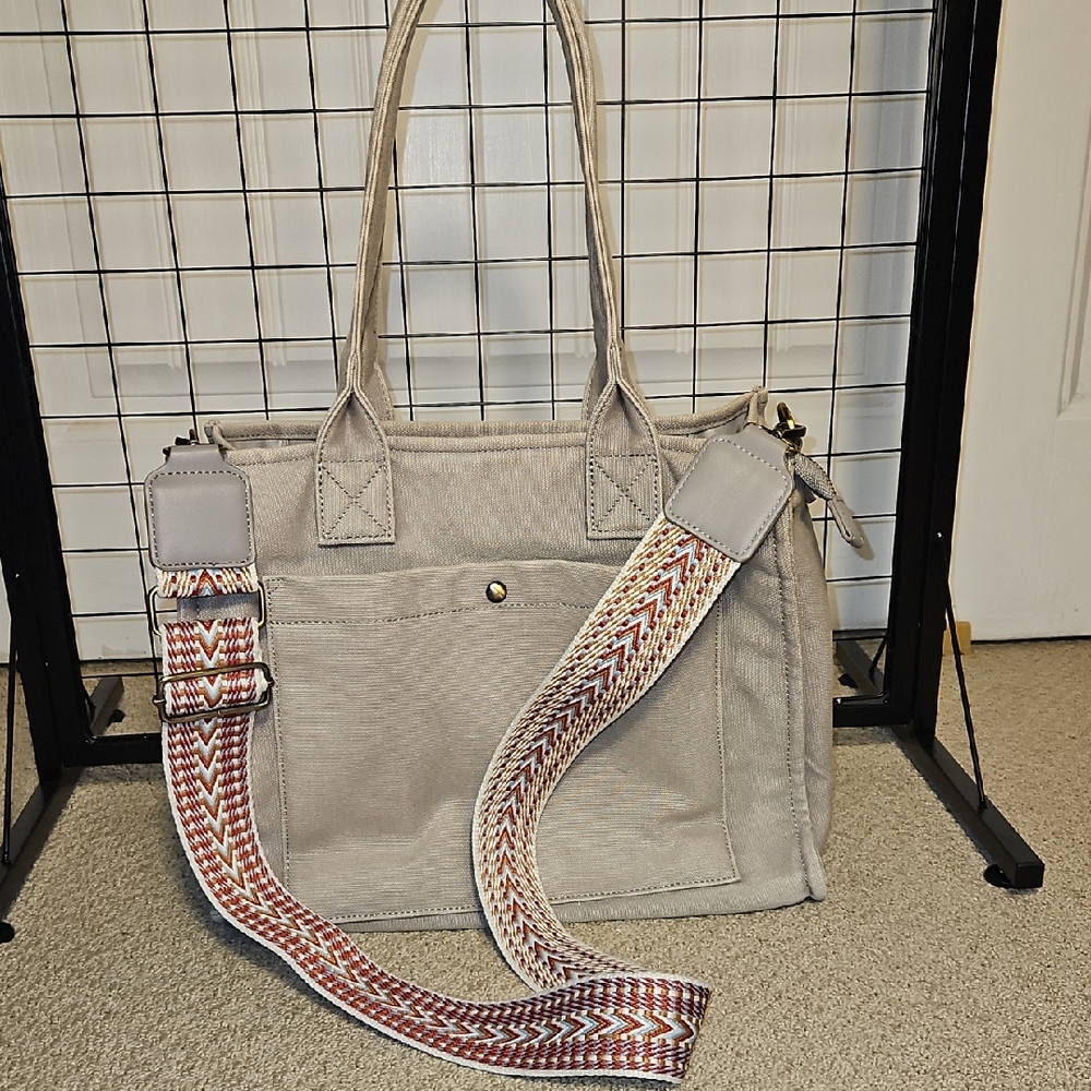 Urban Originals Grey Shoulder Bag with Removable Patterned Strap